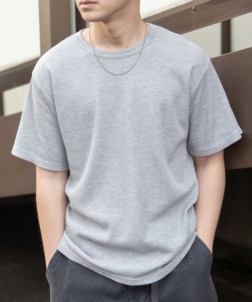 NAVY（ネイビー）の「NAVY ワッフルクルーTシャツ（Tシャツ/カットソー・メンズ・ホワイト/ネイビー系/杢グレー/カーキ/ブラック・XXL/XL/L/M/S）」の19枚目の写真