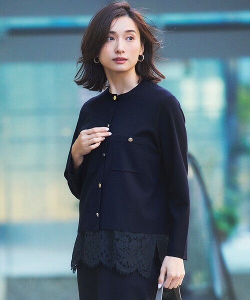 セール】【洗える】コンフォートストレッチ ニット カーディガン