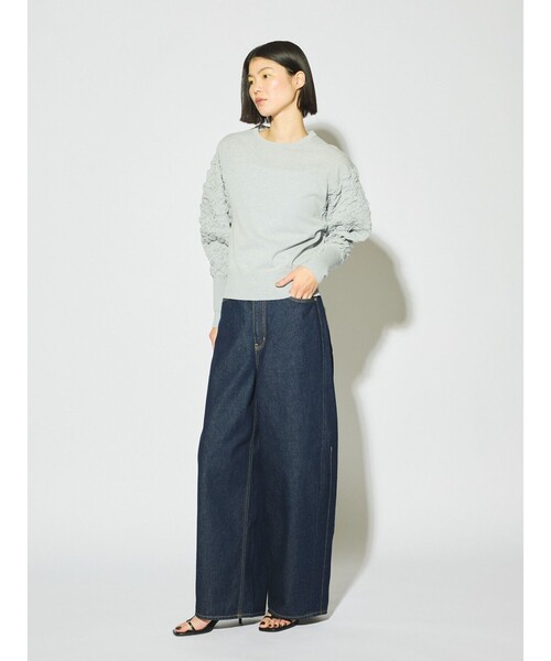 ！！ぽー！！☆新品未使用品☆【ミディウミソリッド】ワイドデニムパンツ♪ セール】MIDIUMISOLID for Ladies バレルレッグワイドデニム