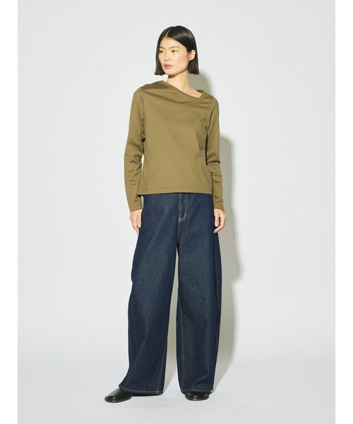 MIDIUMISOLID(ミディウミソリッド)の「MIDIUMISOLID for Ladies バレルレッグワイドデニム(デニムパンツ・レディース・ネイビー/ホワイト・36/38)」の10枚目の写真