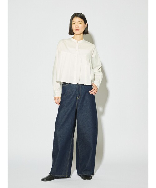MIDIUMISOLID(ミディウミソリッド)の「MIDIUMISOLID for Ladies バレルレッグワイドデニム(デニムパンツ・レディース・ネイビー/ホワイト・36/38)」の12枚目の写真