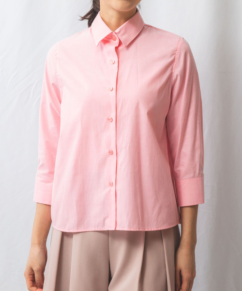 NARACAMICIE（ナラカミーチェ）の「【NARACAMICIE】オックスフォード七分袖シャツ（シャツ/ブラウス・レディース・ブルー/ホワイト/ピンク/グリーン・S/M/XL/L）」の4枚目の写真