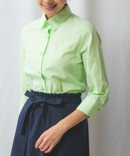 NARACAMICIE（ナラカミーチェ）の「【NARACAMICIE】オックスフォード七分袖シャツ（シャツ/ブラウス・レディース・ブルー/ホワイト/ピンク/グリーン・S/M/XL/L）」の6枚目の写真
