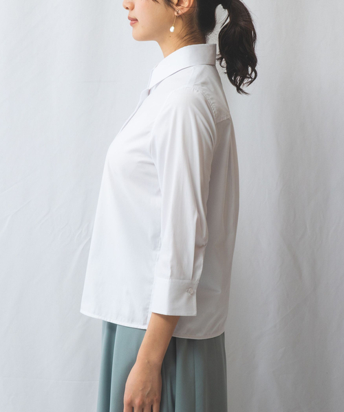 NARACAMICIE（ナラカミーチェ）の「【NARACAMICIE】オックスフォード七分袖シャツ（シャツ/ブラウス・レディース・ブルー/ホワイト/ピンク/グリーン・S/M/XL/L）」の10枚目の写真