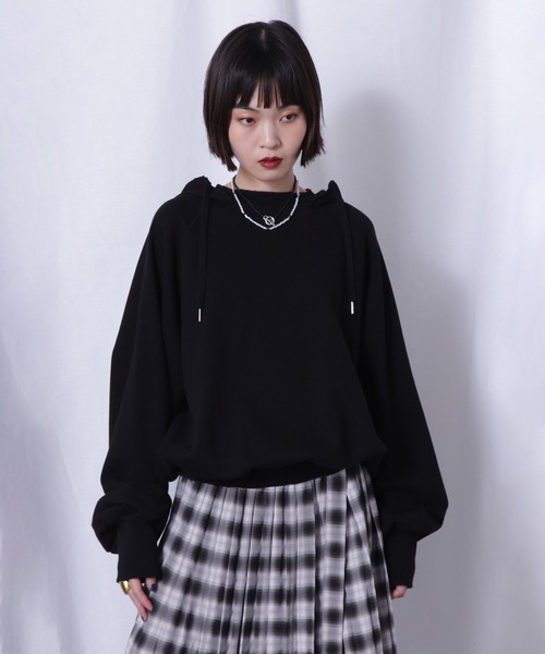 ROSE BUD（ローズバッド）の「(CREOLME)フーデッドダメージスウェット（パーカー・レディース・ブラック/グレー・ONE SIZE）」の7枚目の写真