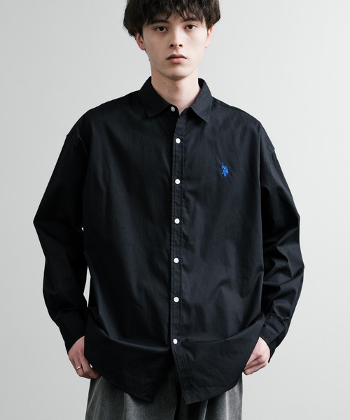 U.S. POLO ASSN.(ユーエスポロアッスン)の「U.S. POLO ASSN. ユーエスポロアッスン オーバーサイズ 無地 ストライプ チェック柄 ワンポイントロゴ刺繍 長袖レギュラーカラーブロードシャツ(シャツ/ブラウス・メンズ・ホワイト/アイボリー/ネイビー/ライトブルー/サックスブルー/ブラック・L/M/LL)」の3枚目の写真
