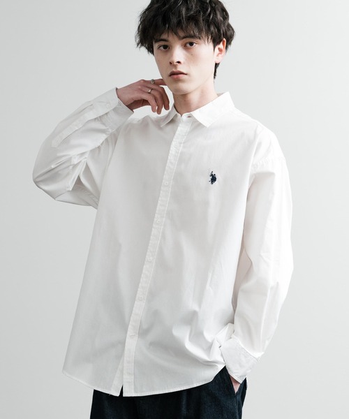U.S. POLO ASSN.(ユーエスポロアッスン)の「U.S. POLO ASSN. ユーエスポロアッスン オーバーサイズ 無地 ストライプ チェック柄 ワンポイントロゴ刺繍 長袖レギュラーカラーブロードシャツ(シャツ/ブラウス・メンズ・ホワイト/アイボリー/ネイビー/ライトブルー/サックスブルー/ブラック・L/M/LL)」の7枚目の写真
