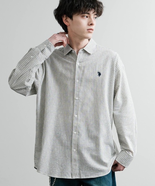 U.S. POLO ASSN.(ユーエスポロアッスン)の「U.S. POLO ASSN. ユーエスポロアッスン オーバーサイズ 無地 ストライプ チェック柄 ワンポイントロゴ刺繍 長袖レギュラーカラーブロードシャツ(シャツ/ブラウス・メンズ・ホワイト/アイボリー/ネイビー/ライトブルー/サックスブルー/ブラック・L/M/LL)」の11枚目の写真