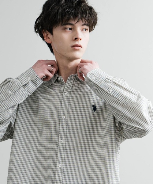 U.S. POLO ASSN.(ユーエスポロアッスン)の「U.S. POLO ASSN. ユーエスポロアッスン オーバーサイズ 無地 ストライプ チェック柄 ワンポイントロゴ刺繍 長袖レギュラーカラーブロードシャツ(シャツ/ブラウス・メンズ・ホワイト/アイボリー/ネイビー/ライトブルー/サックスブルー/ブラック・L/M/LL)」の12枚目の写真