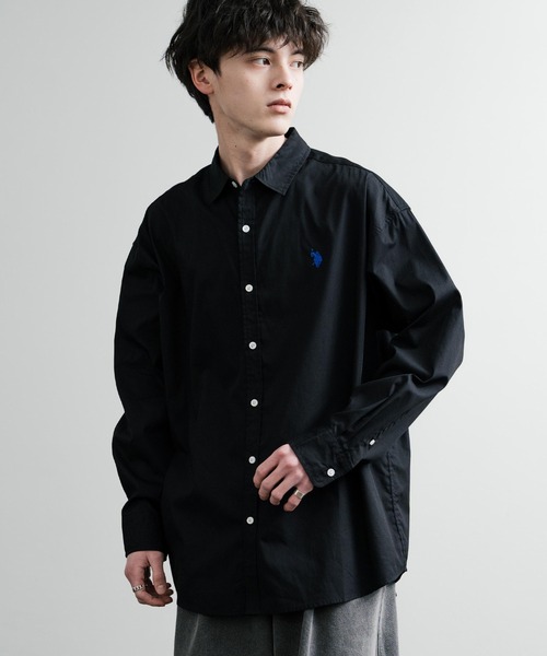 U.S. POLO ASSN.(ユーエスポロアッスン)の「U.S. POLO ASSN. ユーエスポロアッスン オーバーサイズ 無地 ストライプ チェック柄 ワンポイントロゴ刺繍 長袖レギュラーカラーブロードシャツ(シャツ/ブラウス・メンズ・ホワイト/アイボリー/ネイビー/ライトブルー/サックスブルー/ブラック・L/M/LL)」の15枚目の写真