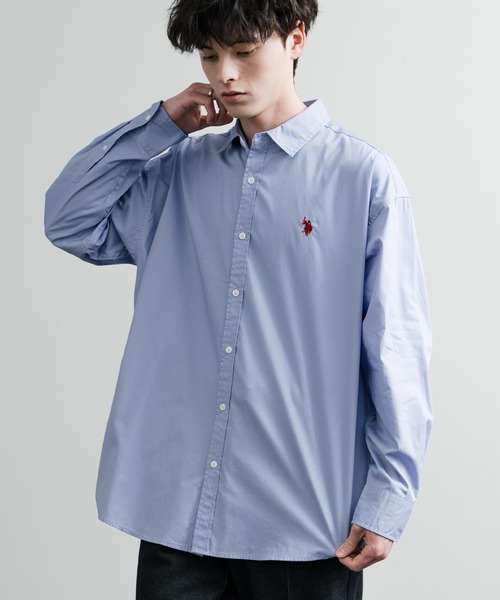 U.S. POLO ASSN.(ユーエスポロアッスン)の「U.S. POLO ASSN. ユーエスポロアッスン オーバーサイズ 無地 ストライプ チェック柄 ワンポイントロゴ刺繍 長袖レギュラーカラーブロードシャツ(シャツ/ブラウス・メンズ・ホワイト/アイボリー/ネイビー/ライトブルー/サックスブルー/ブラック・L/M/LL)」の19枚目の写真