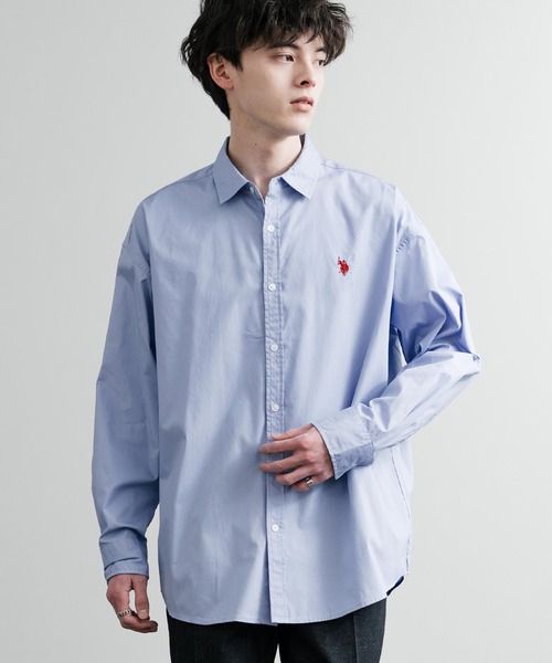 U.S. POLO ASSN.(ユーエスポロアッスン)の「U.S. POLO ASSN. ユーエスポロアッスン オーバーサイズ 無地 ストライプ チェック柄 ワンポイントロゴ刺繍 長袖レギュラーカラーブロードシャツ(シャツ/ブラウス・メンズ・ホワイト/アイボリー/ネイビー/ライトブルー/サックスブルー/ブラック・L/M/LL)」の20枚目の写真