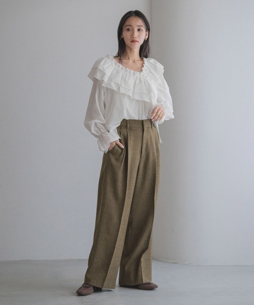 【こう商店】モケモケ セール】アシメフリルギャザーブラウス 288147（シャツ/ブラウス