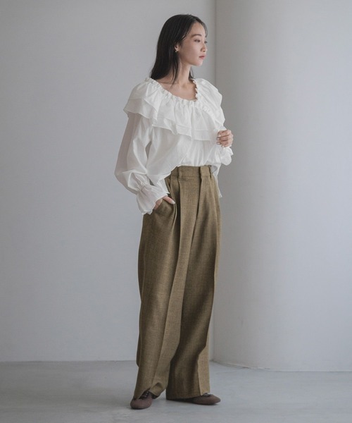 LOWRYS FARM（ローリーズファーム）の「アシメフリルギャザーブラウス　 288147（シャツ/ブラウス・レディース・ホワイト/ブラウン系その他/ブラック/ブラック系その他・FREE）」の11枚目の写真