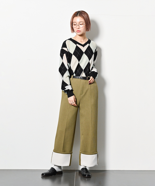 MASU(エムエーエスユー)の「MASU REVERSED ARGYLE SWEATER M25K6KN003:ニット(ニット/セーター・レディース・ブラック・48)」の3枚目の写真