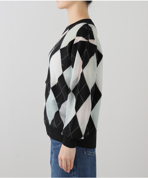 MASU(エムエーエスユー)の「MASU REVERSED ARGYLE SWEATER M25K6KN003:ニット(ニット/セーター・レディース・ブラック・48)」の6枚目の写真