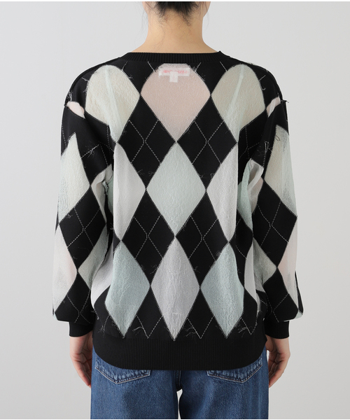 MASU(エムエーエスユー)の「MASU REVERSED ARGYLE SWEATER M25K6KN003:ニット(ニット/セーター・レディース・ブラック・48)」の7枚目の写真
