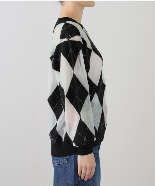 MASU(エムエーエスユー)の「MASU REVERSED ARGYLE SWEATER M25K6KN003:ニット(ニット/セーター・レディース・ブラック・48)」の8枚目の写真