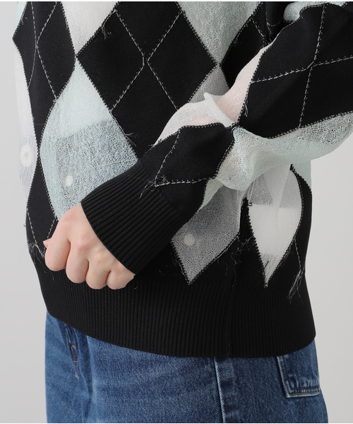 MASU(エムエーエスユー)の「MASU REVERSED ARGYLE SWEATER M25K6KN003:ニット(ニット/セーター・レディース・ブラック・48)」の10枚目の写真