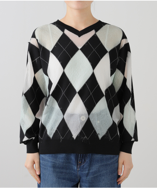 MASU(エムエーエスユー)の「MASU REVERSED ARGYLE SWEATER M25K6KN003:ニット(ニット/セーター・レディース・ブラック・48)」の14枚目の写真