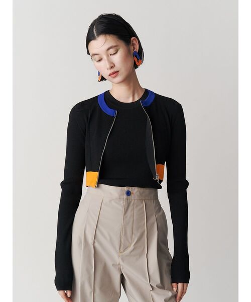 新品♡UN3D. ショートニットジップカーデ　short kt zip cd 黒 セール】SHORT KT ZIP CD / ショートニットジップカーディガン