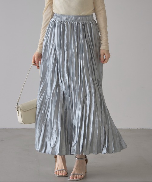 DRAWER 25ss シルバープリーツスカート　36 DRAWER 25ss シルバープリーツスカート 36