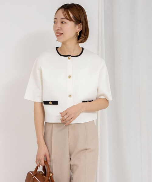 ノーリーズ NOLLEY’S シアー ジャケット 半袖 ブラウン 25SS NOLLEY'S｜ウォッシャブルシアーシルクライトジャケット