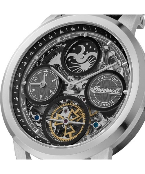 INGERSOLL（インガソール）の「「Ingersoll/インガソール」ザ アーク オートマチックウォッチ ブラックスケルトンダイヤル ブラックレザー　自動巻き　腕時計　メンズ（アナログ腕時計・メンズ・ブラック×シルバー・FREE）」の2枚目の写真