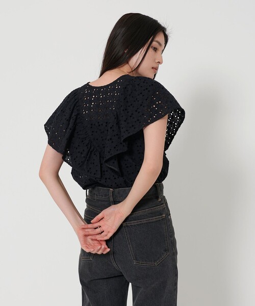 EMMEL REFINES(エメルリファインズ)の「<EMMEL REFINES>EM フリル レース ブラウス(シャツ/ブラウス・レディース・ブラック/ホワイト/ケリーグリーン・FREE)」の7枚目の写真