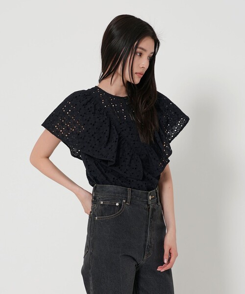 EMMEL REFINES(エメルリファインズ)の「<EMMEL REFINES>EM フリル レース ブラウス(シャツ/ブラウス・レディース・ブラック/ホワイト/ケリーグリーン・FREE)」の8枚目の写真