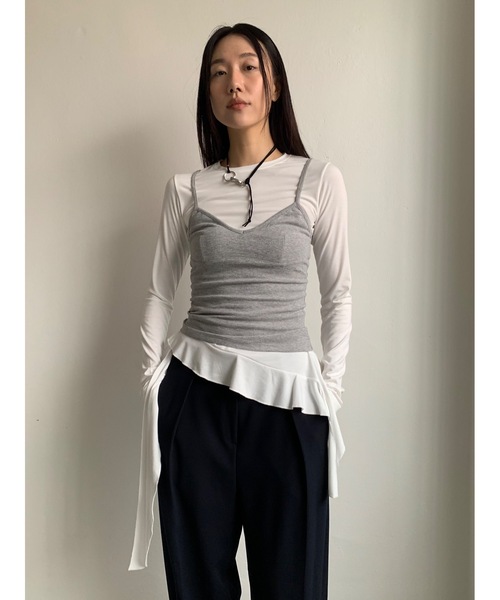 Didot.showroom(ディドット ショールーム)の「ウェーブフレアアンバランスT(Tシャツ/カットソー・レディース・ベージュ/ブラック/アイボリー・FREE)」の11枚目の写真