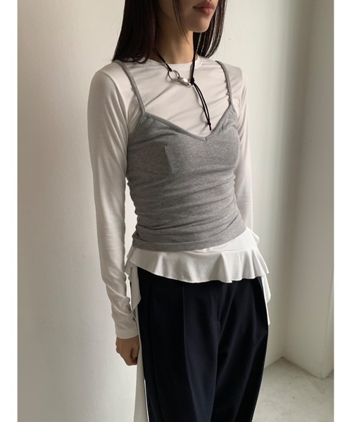 Didot.showroom(ディドット ショールーム)の「ウェーブフレアアンバランスT(Tシャツ/カットソー・レディース・ベージュ/ブラック/アイボリー・FREE)」の10枚目の写真
