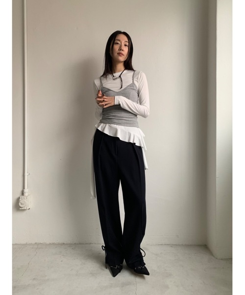 Didot.showroom(ディドット ショールーム)の「ウェーブフレアアンバランスT(Tシャツ/カットソー・レディース・ベージュ/ブラック/アイボリー・FREE)」の8枚目の写真