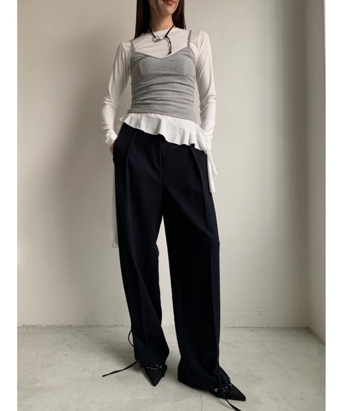 Didot.showroom(ディドット ショールーム)の「ウェーブフレアアンバランスT(Tシャツ/カットソー・レディース・ベージュ/ブラック/アイボリー・FREE)」の9枚目の写真