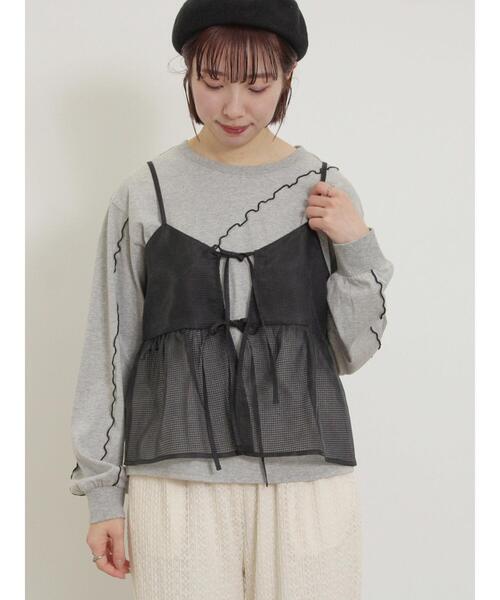 Samansa Mos2（サマンサ モスモス）の「メローインナーSETシアービスチェ（シャツ/ブラウス・レディース・ブラック/カーキ/オフホワイト/モカ・F）」の3枚目の写真