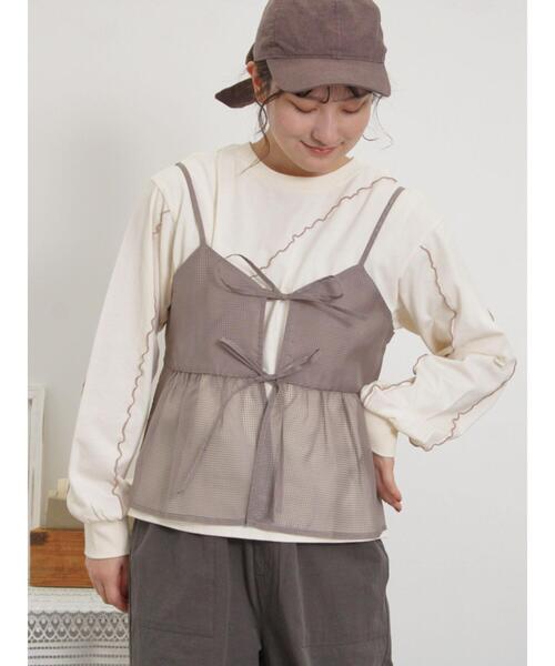 Samansa Mos2（サマンサ モスモス）の「メローインナーSETシアービスチェ（シャツ/ブラウス・レディース・ブラック/カーキ/オフホワイト/モカ・F）」の4枚目の写真