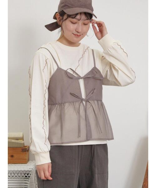 Samansa Mos2（サマンサ モスモス）の「メローインナーSETシアービスチェ（シャツ/ブラウス・レディース・ブラック/カーキ/オフホワイト/モカ・F）」の13枚目の写真