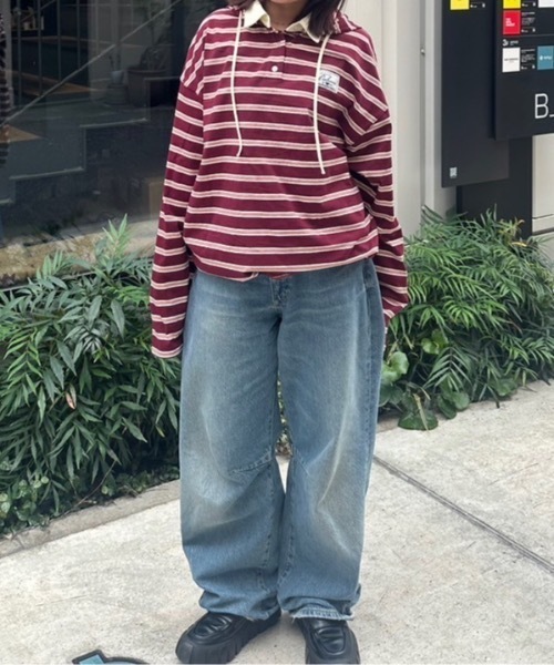 nemne store(ネンネストア)の「マルチボーダードッキングフーディ(パーカー・レディース・アイボリー/ボルドー・MEDIUM/SMALL)」の12枚目の写真