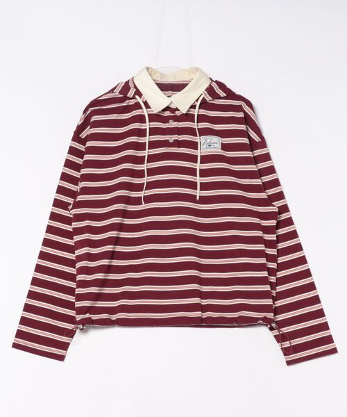 nemne store(ネンネストア)の「マルチボーダードッキングフーディ(パーカー・レディース・アイボリー/ボルドー・MEDIUM/SMALL)」の4枚目の写真