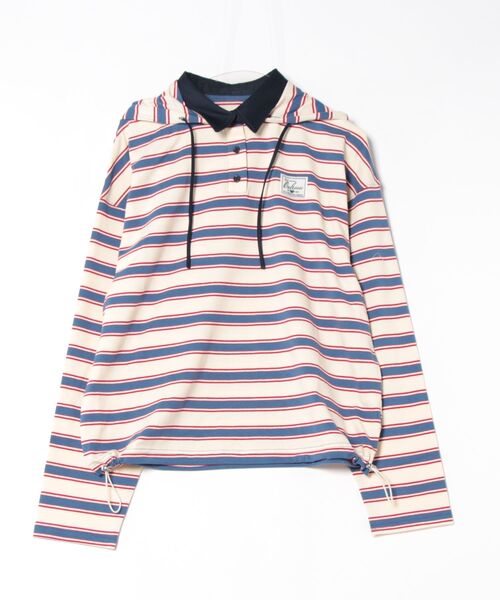nemne store(ネンネストア)の「マルチボーダードッキングフーディ(パーカー・レディース・アイボリー/ボルドー・MEDIUM/SMALL)」の5枚目の写真