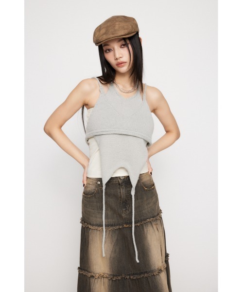 LAGUA GEM（ラグアジェム）の「2PIECE KNIT ビスチェキャミソール（キャミソール・レディース・グレー/ホワイト/ライトブルー・FREE）」の13枚目の写真