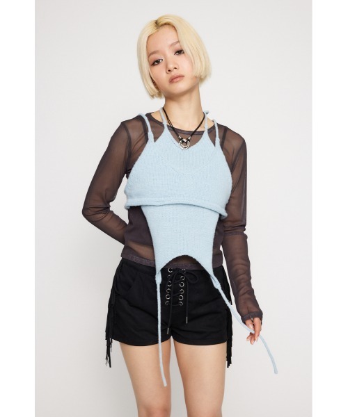 LAGUA GEM（ラグアジェム）の「2PIECE KNIT ビスチェキャミソール（キャミソール・レディース・グレー/ホワイト/ライトブルー・FREE）」の9枚目の写真