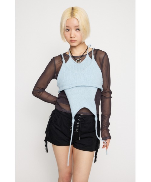 LAGUA GEM（ラグアジェム）の「2PIECE KNIT ビスチェキャミソール（キャミソール・レディース・グレー/ホワイト/ライトブルー・FREE）」の10枚目の写真