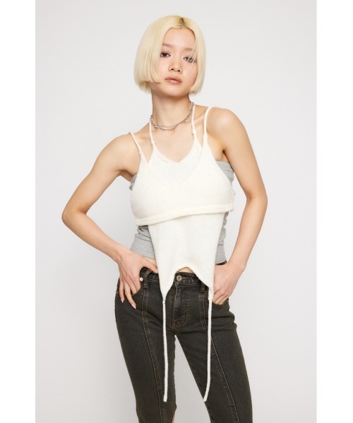 LAGUA GEM（ラグアジェム）の「2PIECE KNIT ビスチェキャミソール（キャミソール・レディース・グレー/ホワイト/ライトブルー・FREE）」の5枚目の写真