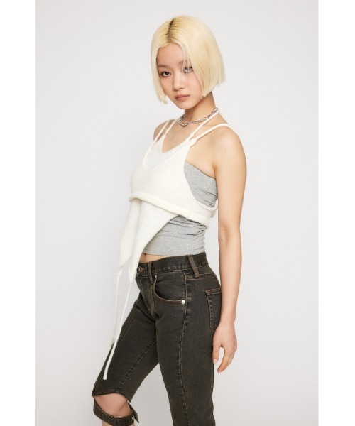 LAGUA GEM（ラグアジェム）の「2PIECE KNIT ビスチェキャミソール（キャミソール・レディース・グレー/ホワイト/ライトブルー・FREE）」の6枚目の写真