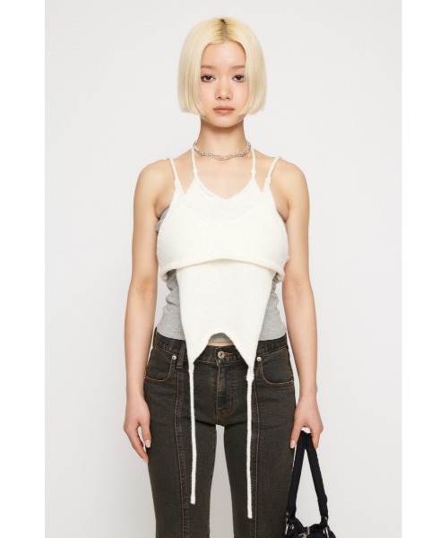 LAGUA GEM（ラグアジェム）の「2PIECE KNIT ビスチェキャミソール（キャミソール・レディース・グレー/ホワイト/ライトブルー・FREE）」の4枚目の写真