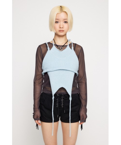 LAGUA GEM（ラグアジェム）の「2PIECE KNIT ビスチェキャミソール（キャミソール・レディース・グレー/ホワイト/ライトブルー・FREE）」の8枚目の写真