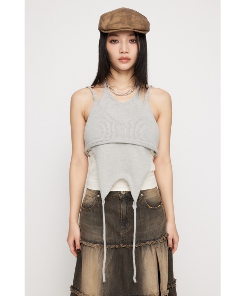 LAGUA GEM（ラグアジェム）の「2PIECE KNIT ビスチェキャミソール（キャミソール・レディース・グレー/ホワイト/ライトブルー・FREE）」の12枚目の写真