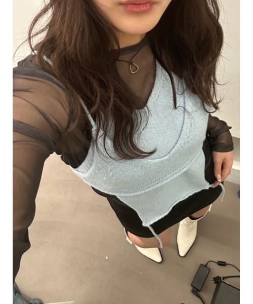 LAGUA GEM（ラグアジェム）の「2PIECE KNIT ビスチェキャミソール（キャミソール・レディース・グレー/ホワイト/ライトブルー・FREE）」の22枚目の写真