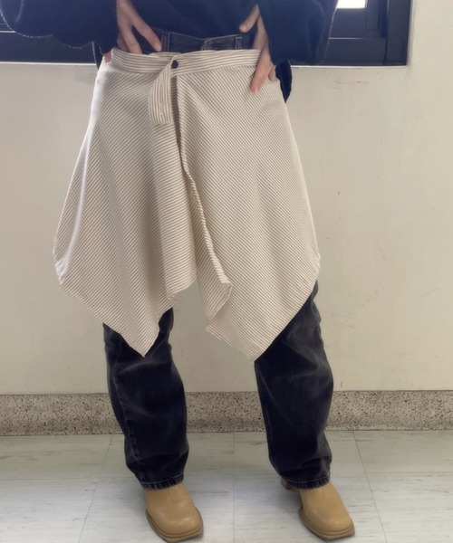 LAC-VERT(ラック・ヴェール)の「シャツ風巻きスカート(ベルト・レディース・ブルー/ブラック/ブラウン/ネイビー・FREE)」の11枚目の写真